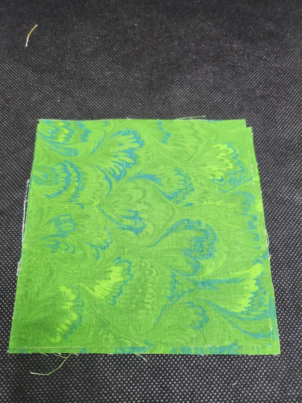 Bright Green Floral Cotton Fabric Square for Sewing and Crafts